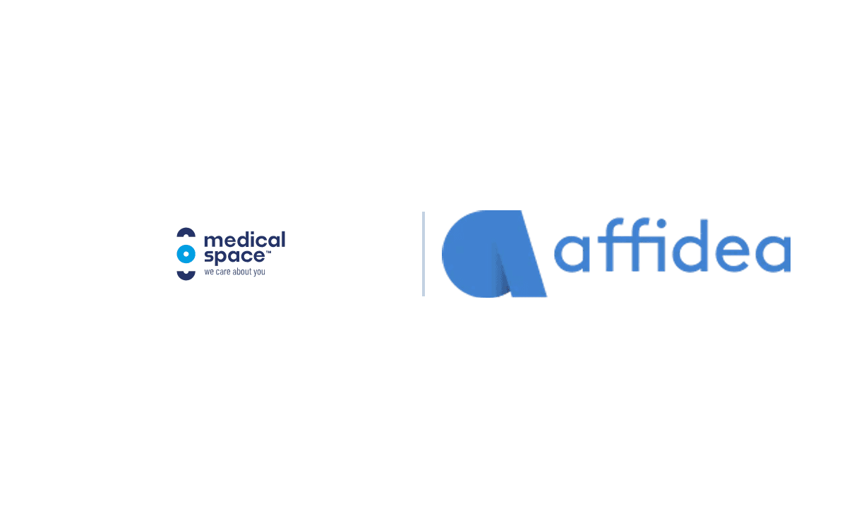 Logotypy medical-space i Affidea, partnerów w diagnostyce MR i TK